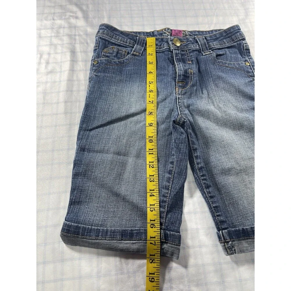 Southpole Girls Denim Bermuda Shorts Size 14 Blue Jean School Cuffed Stretch